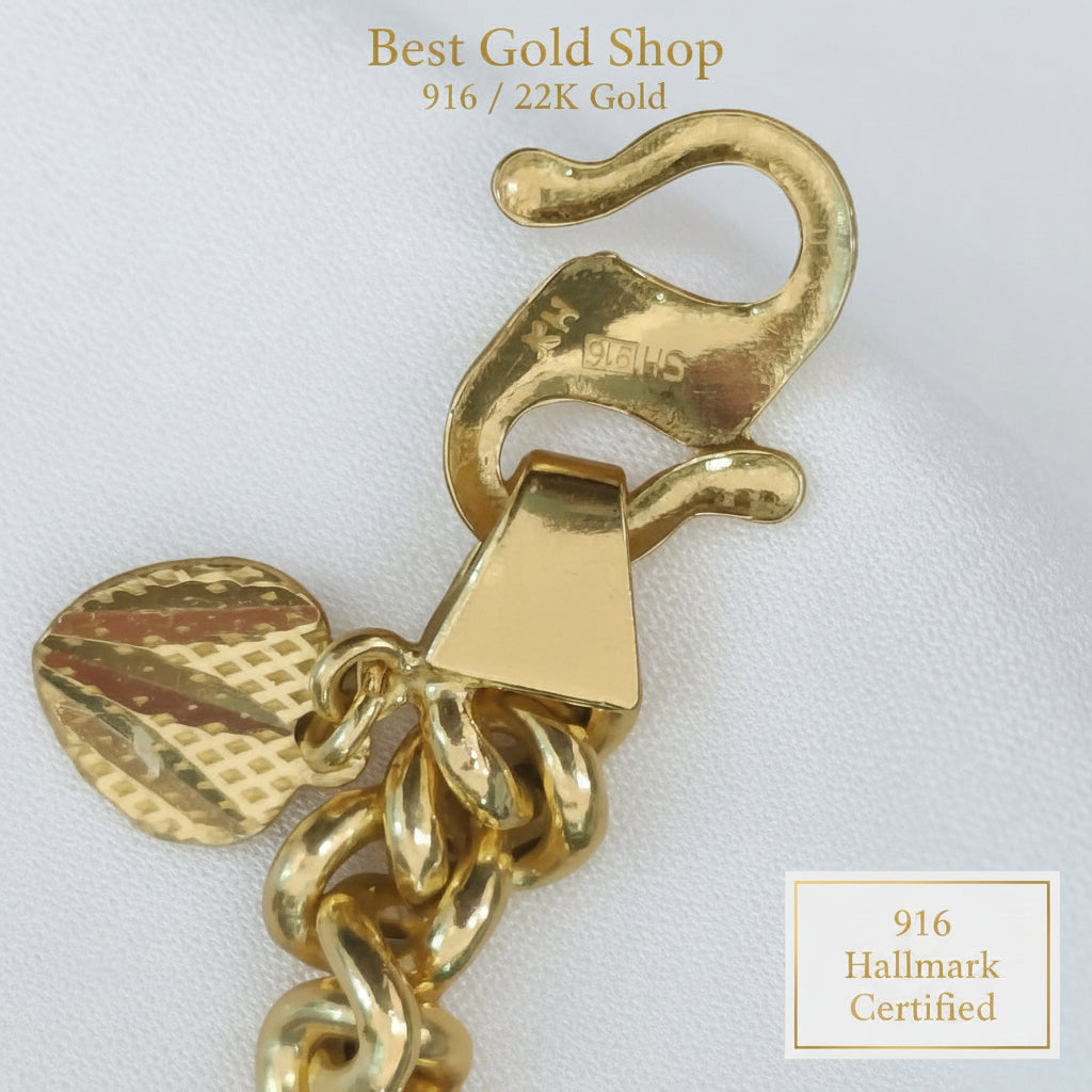 916 gold fishbone tube bracelet in 22K yellow gold - view 1