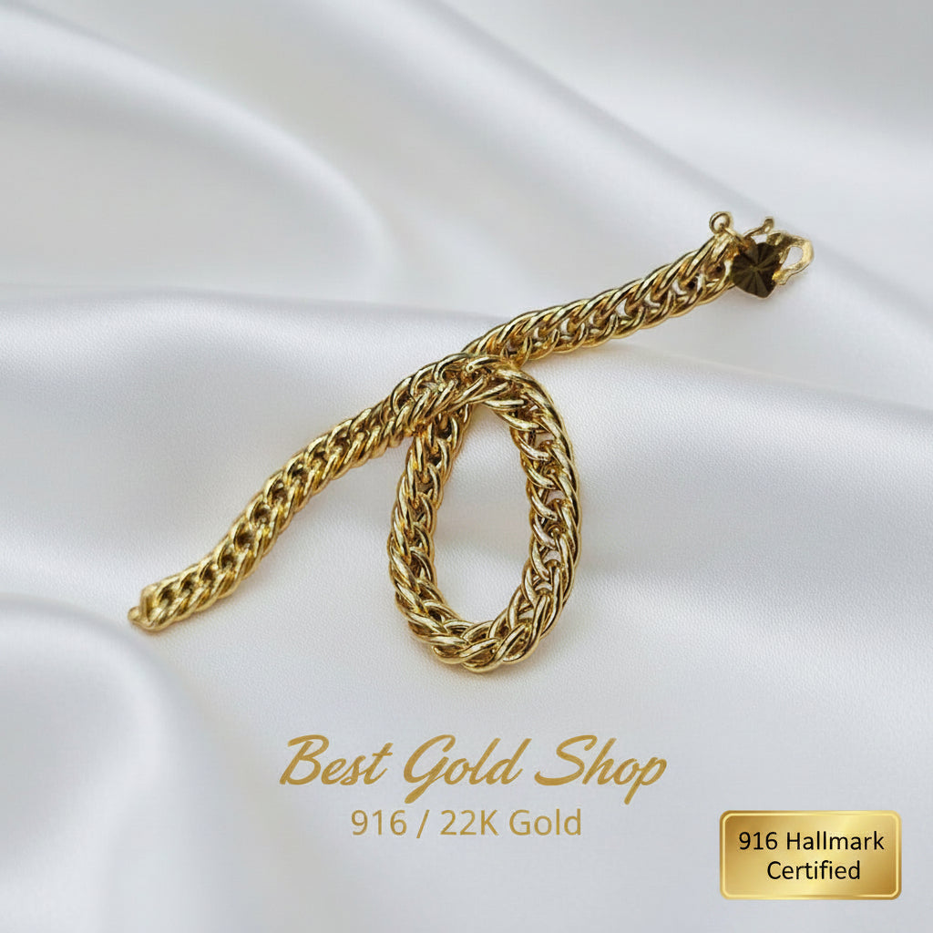 916 Gold Flat Spike Bracelet Unisex DesignBraceletsBest Gold Shop