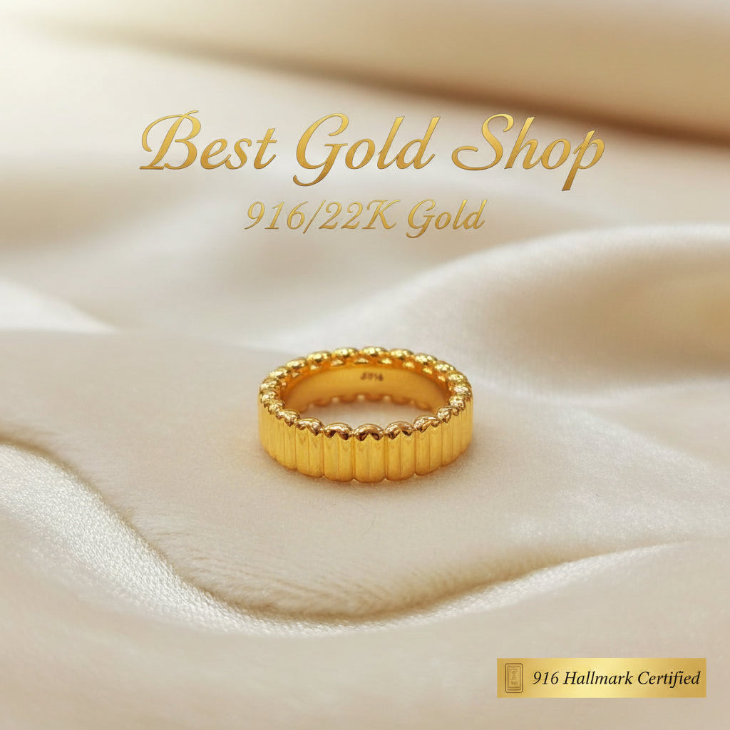 916 Gold Grooved Band Ring - Light WeightRingsBest Gold Shop