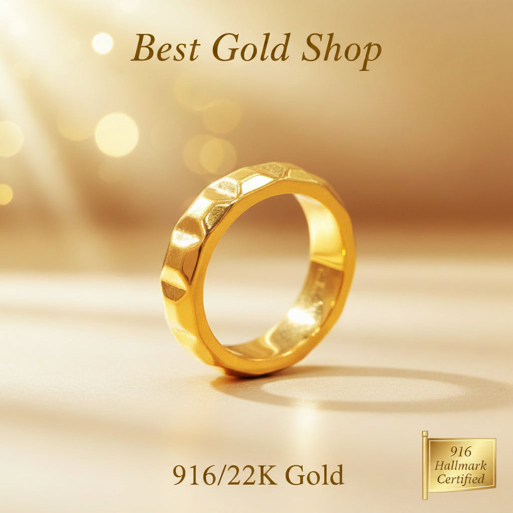 916 Gold Hammered Ring – Bold Look, Lightweight ComfortRingsBest Gold Shop