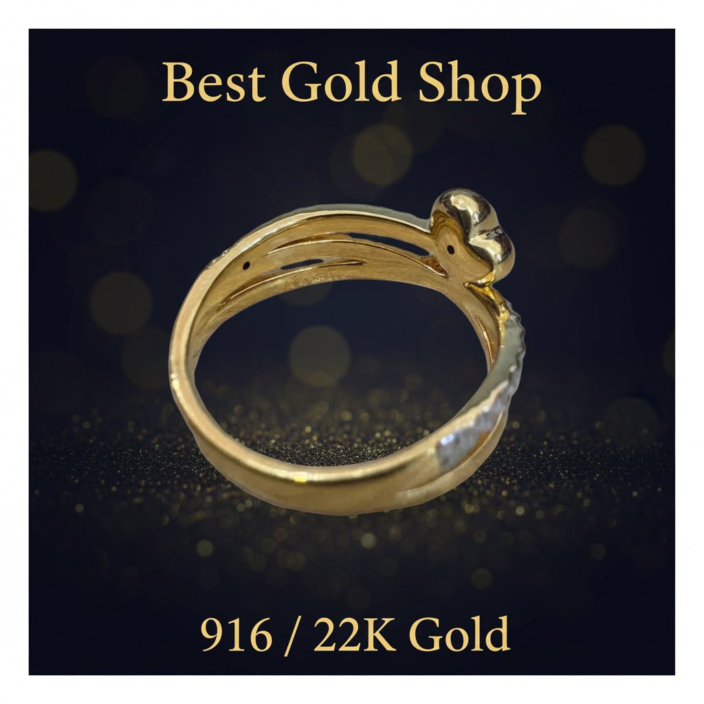 916 Gold (22K) Heart 2 Tone Feather Light V1 Ring for WomenRingsBest Gold Shop