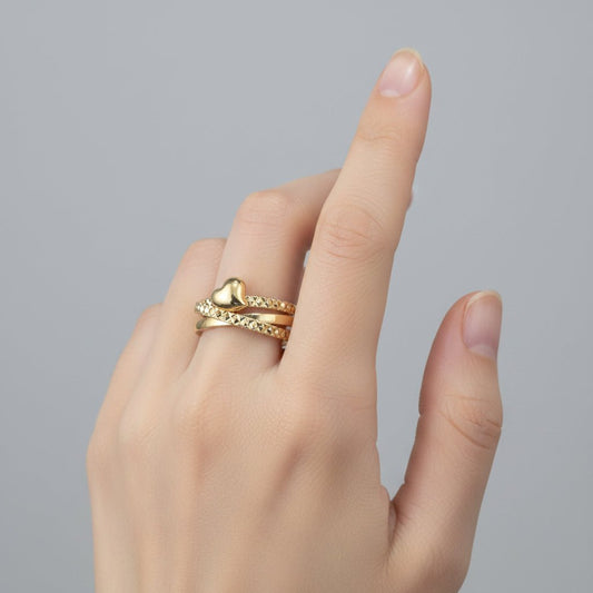 916 Gold (22K) Heart V1 Feather Light Ring for WomenRingsBest Gold Shop