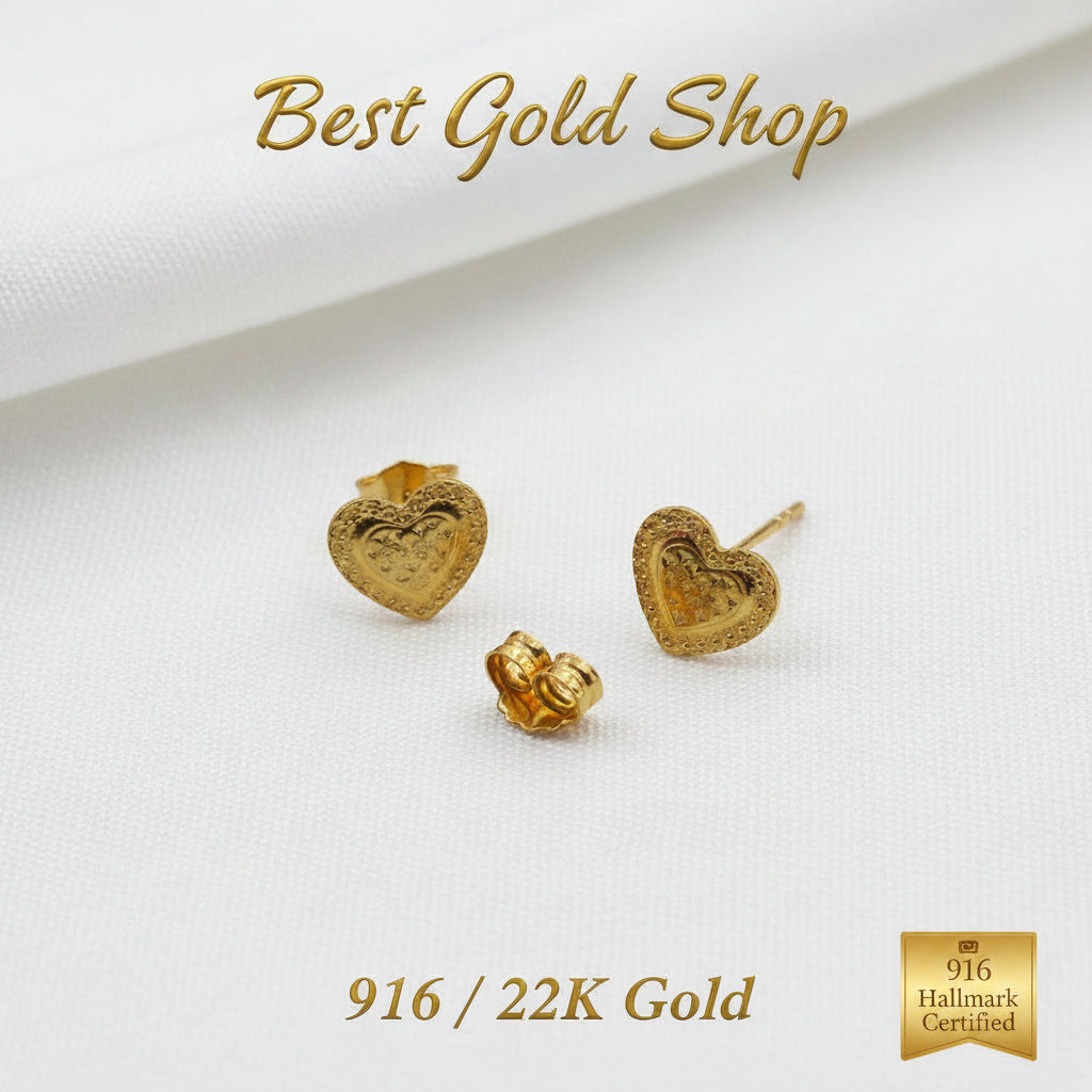 916 Gold Heart Sui Sui Bing EarringEarringsBest Gold Shop