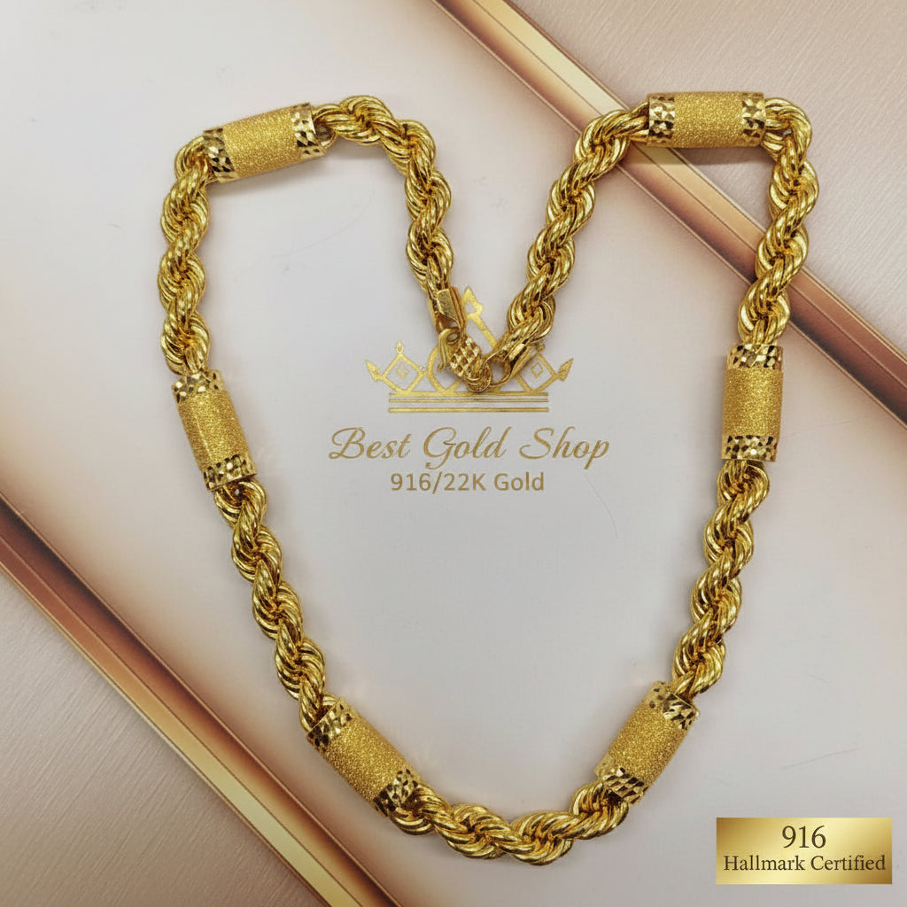 916 Gold (22K) Hollow Sandy Rope Chain Necklace for WomenNecklacesBest Gold Shop