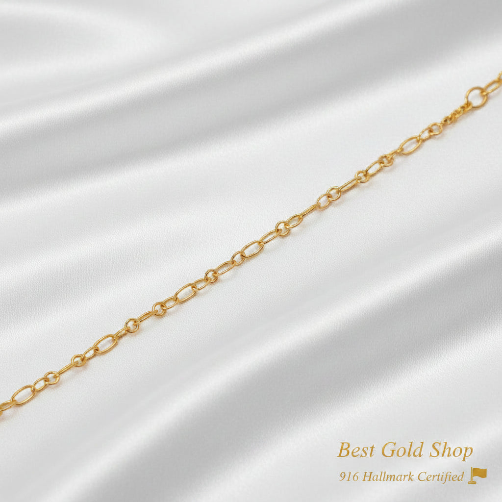 916 Gold Link Bracelet - Light Weight and simpleBraceletsBest Gold Shop