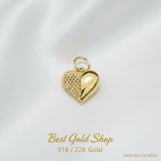 916 Gold Luna & Sol Heart pendant feather lightCharms & PendantsBest Gold Shop