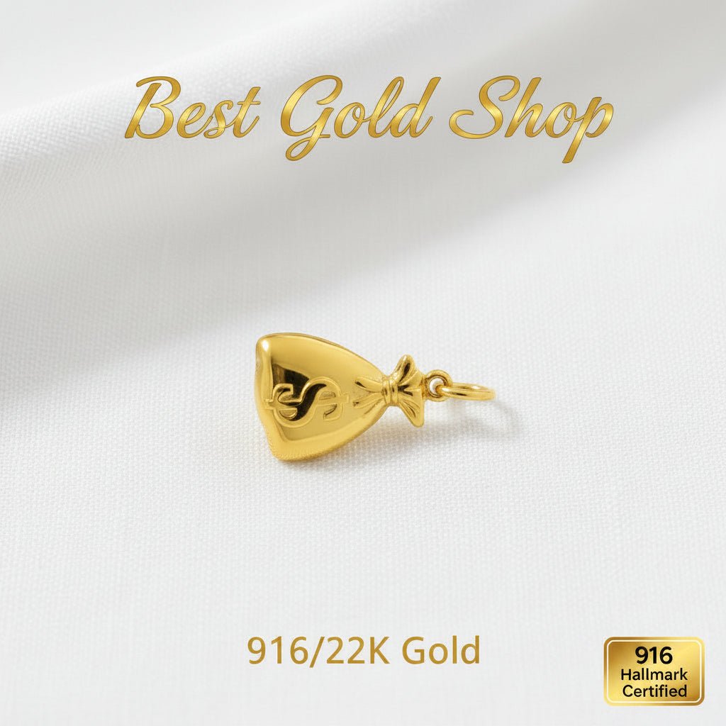 916 Gold Money Bag Pendant with Dollar SignCharms & PendantsBest Gold Shop