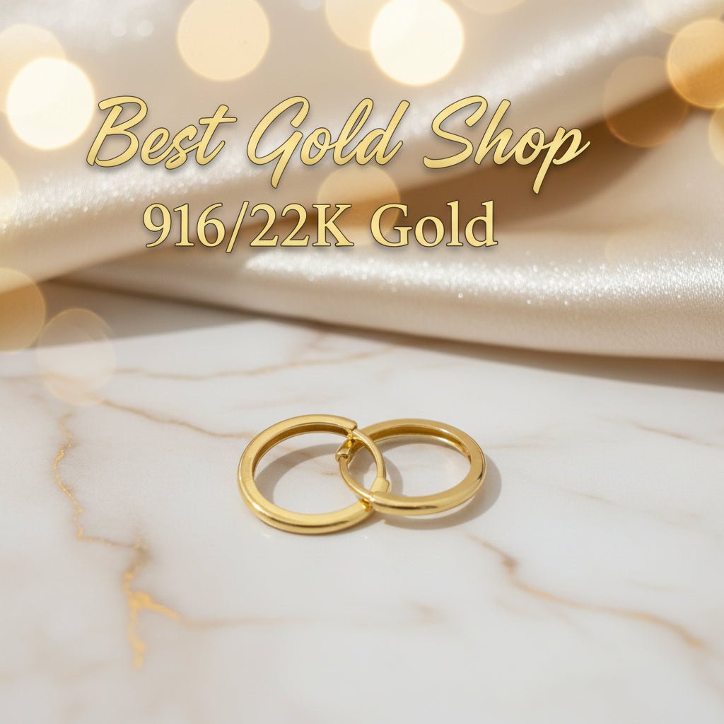 916 Gold (22K) Plain Loop Timeless Minimalist Hoops Earring for WomenEarringsBest Gold Shop