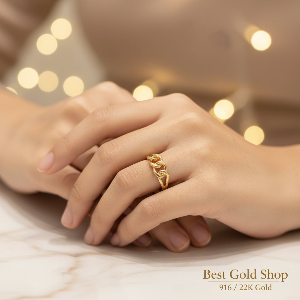 916 Gold (22K) Papan Design New and light Design Ring for WomenRingsBest Gold Shop