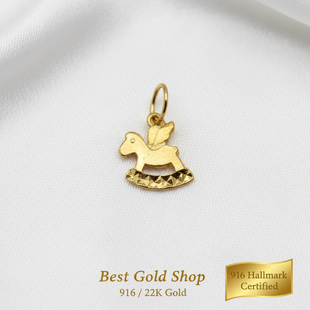 916 Gold Rocking Horse Pendant | Symbol of Childhood Good FortuneCharms & PendantsBest Gold Shop