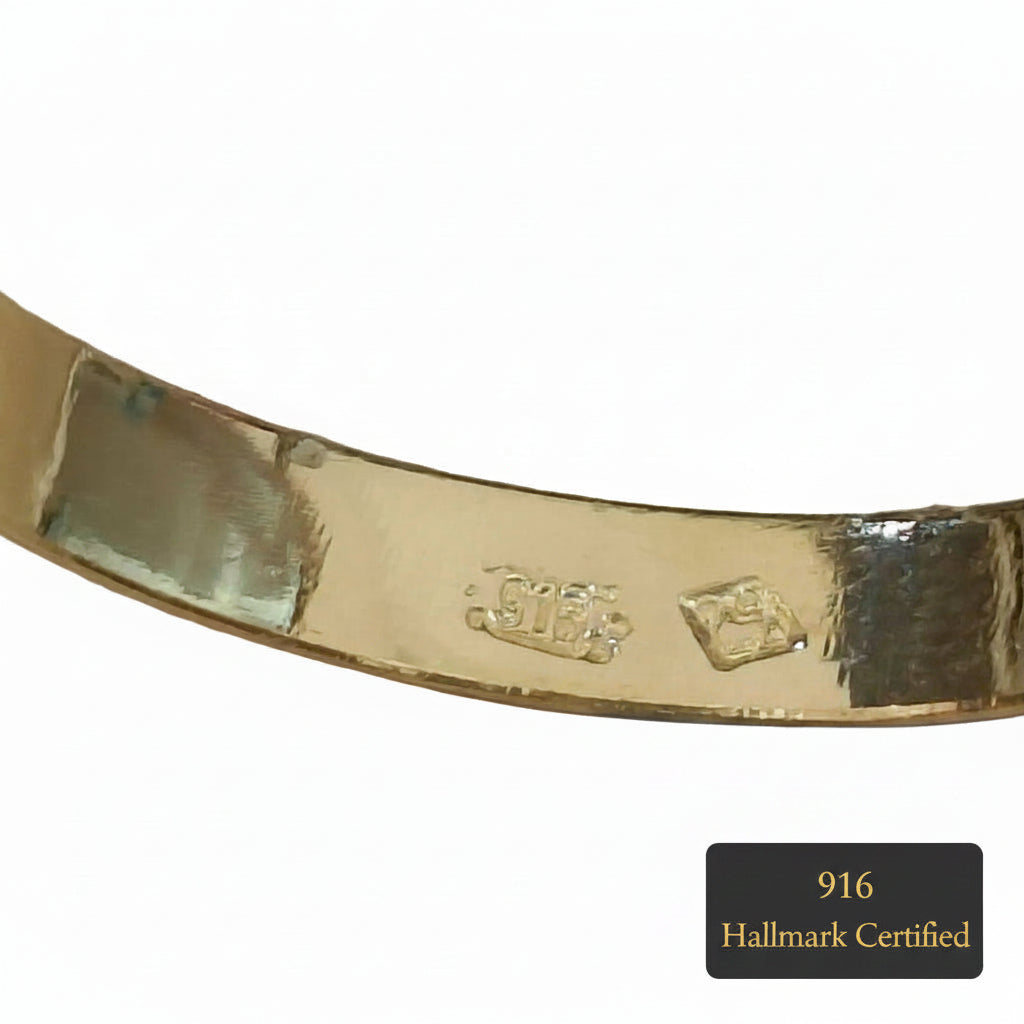 916 hallmark inside the slim plain gold band ring