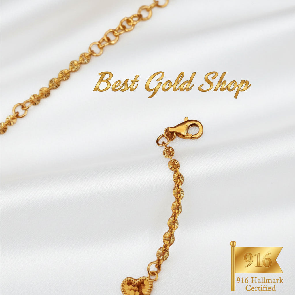 916 Gold Sunflower Motif Bracelet lobster clasp detail
