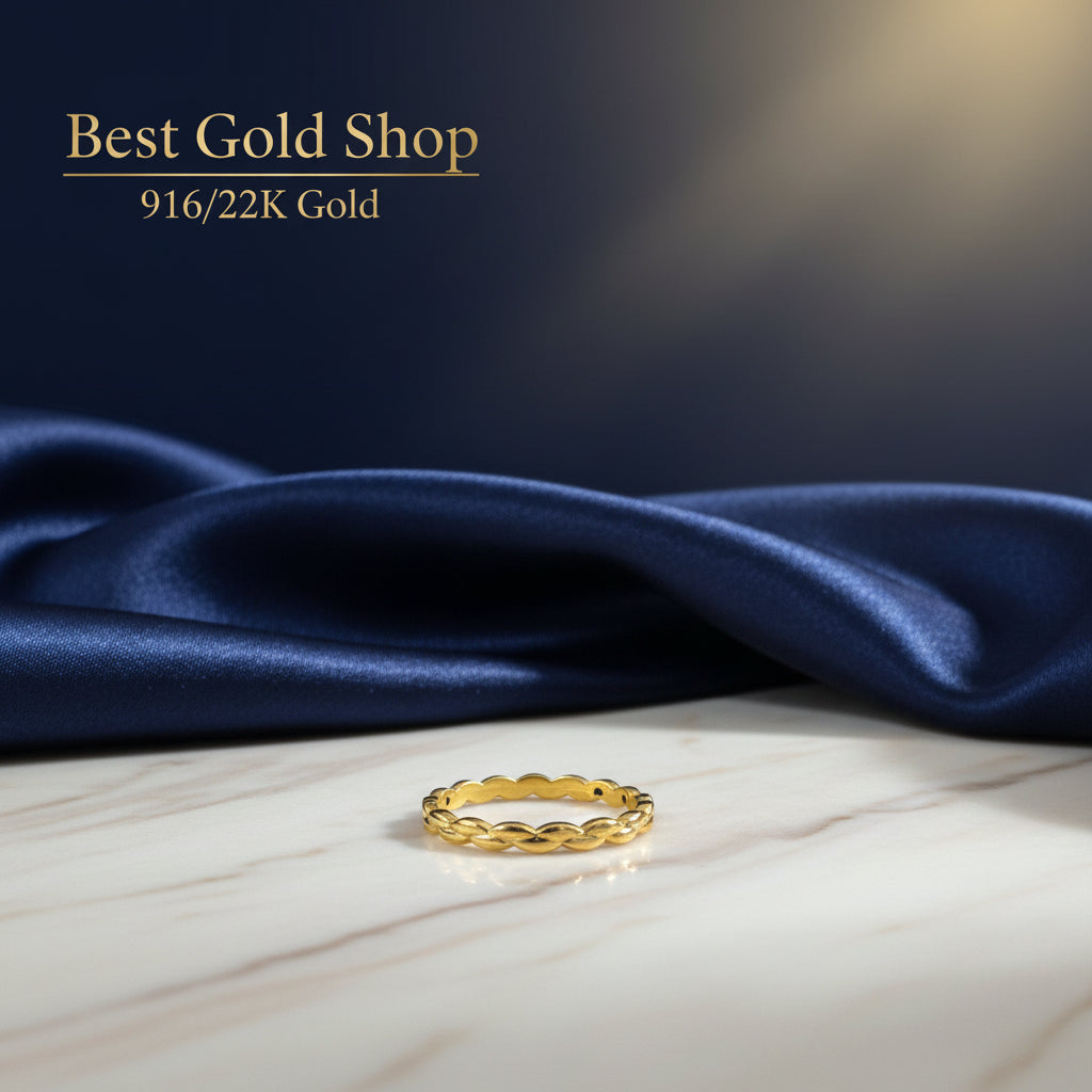 916 Gold (22K) Twist Feather Light Design Ring for WomenRingsBest Gold Shop