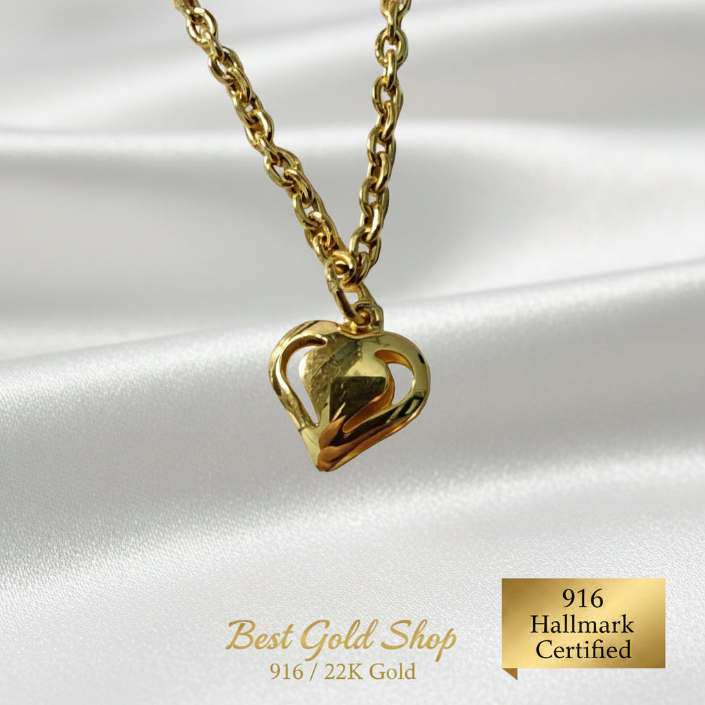 916 Gold Wan Zi Dangling Heart Bracelet Slim elegant designBraceletsBest Gold Shop