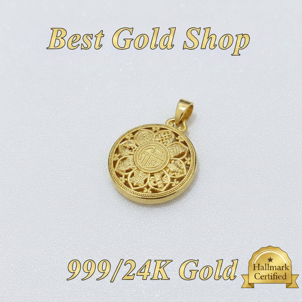 999 Gold Fu Prosperity Pendant | New DesignCharms & PendantsBest Gold Shop