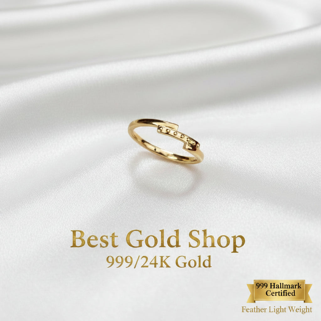 999 Gold Tiara Design Feather Light Ring | 24K Fine Gold Elegant RingRingsBest Gold Shop