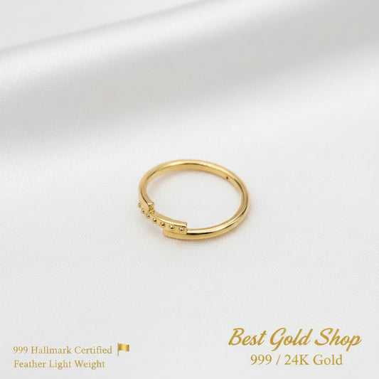 999 Gold Tiara Design Feather Light Ring | 24K Fine Gold Elegant RingRingsBest Gold Shop