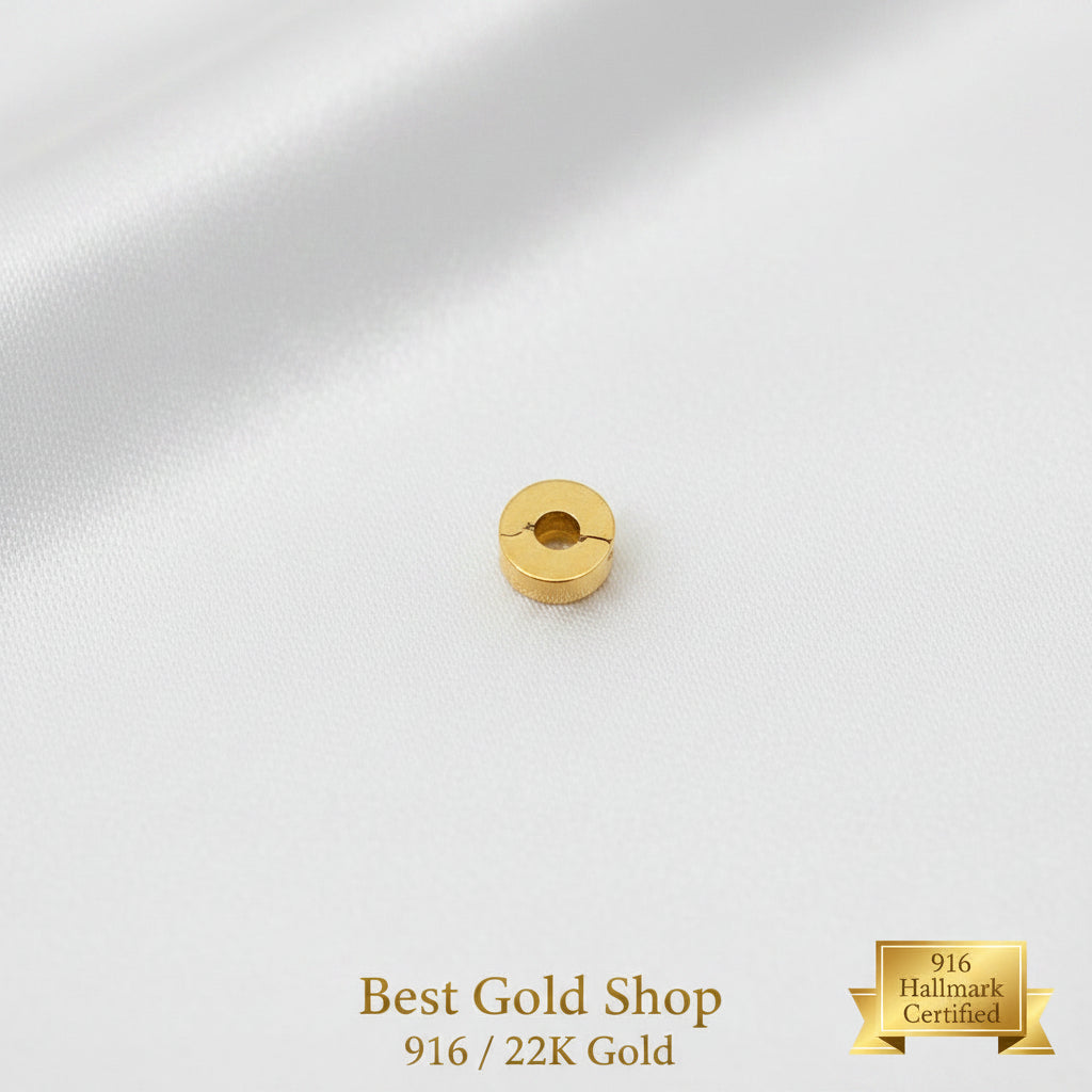 916 Gold Bracelet Stopper Charm | Secure Spacer for Charm Bracelets