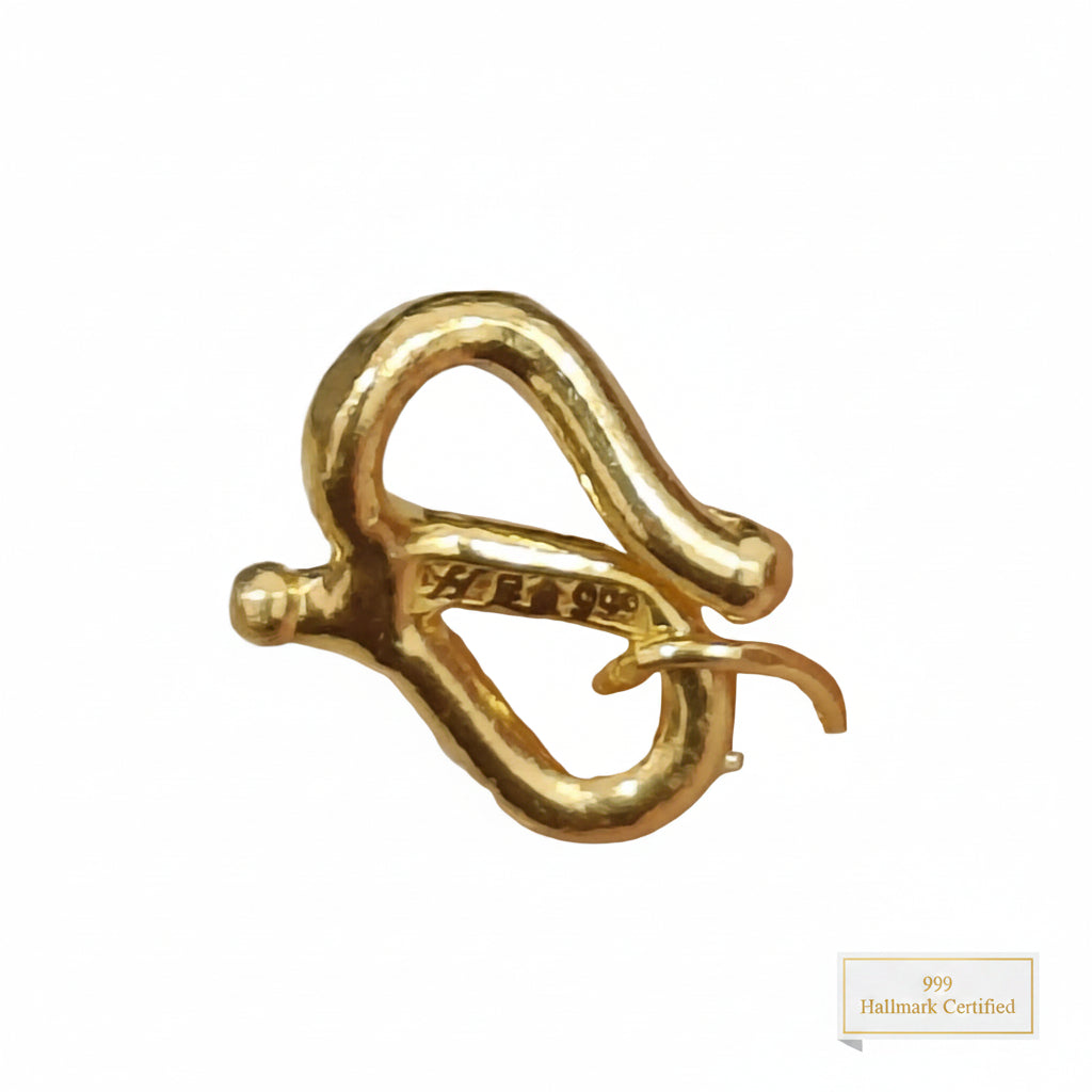 999 Gold Wan Zi Bracelet with Ruyi Charm | Meaningful 24K Gold Design