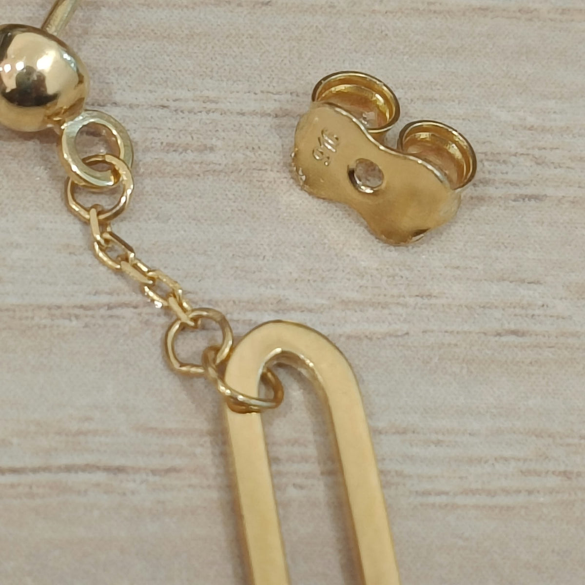 916 Gold Paperclip Dangle Earrings | Elegant 22K Gold Design