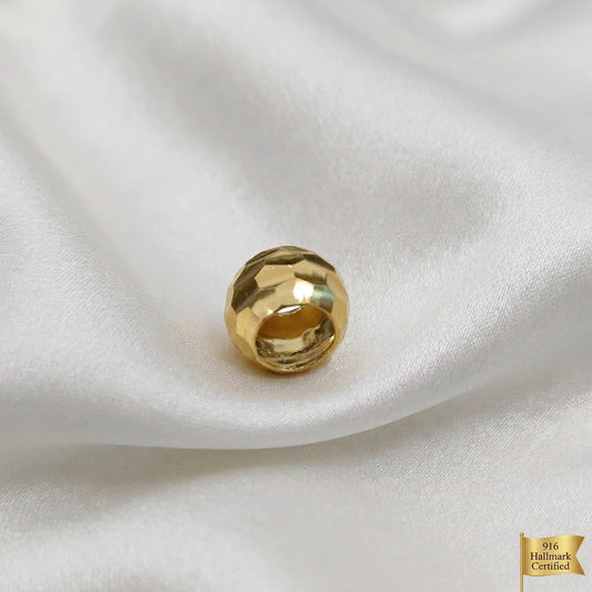 916 Gold Cutting Ball Charm | Faceted 22K Bead Design