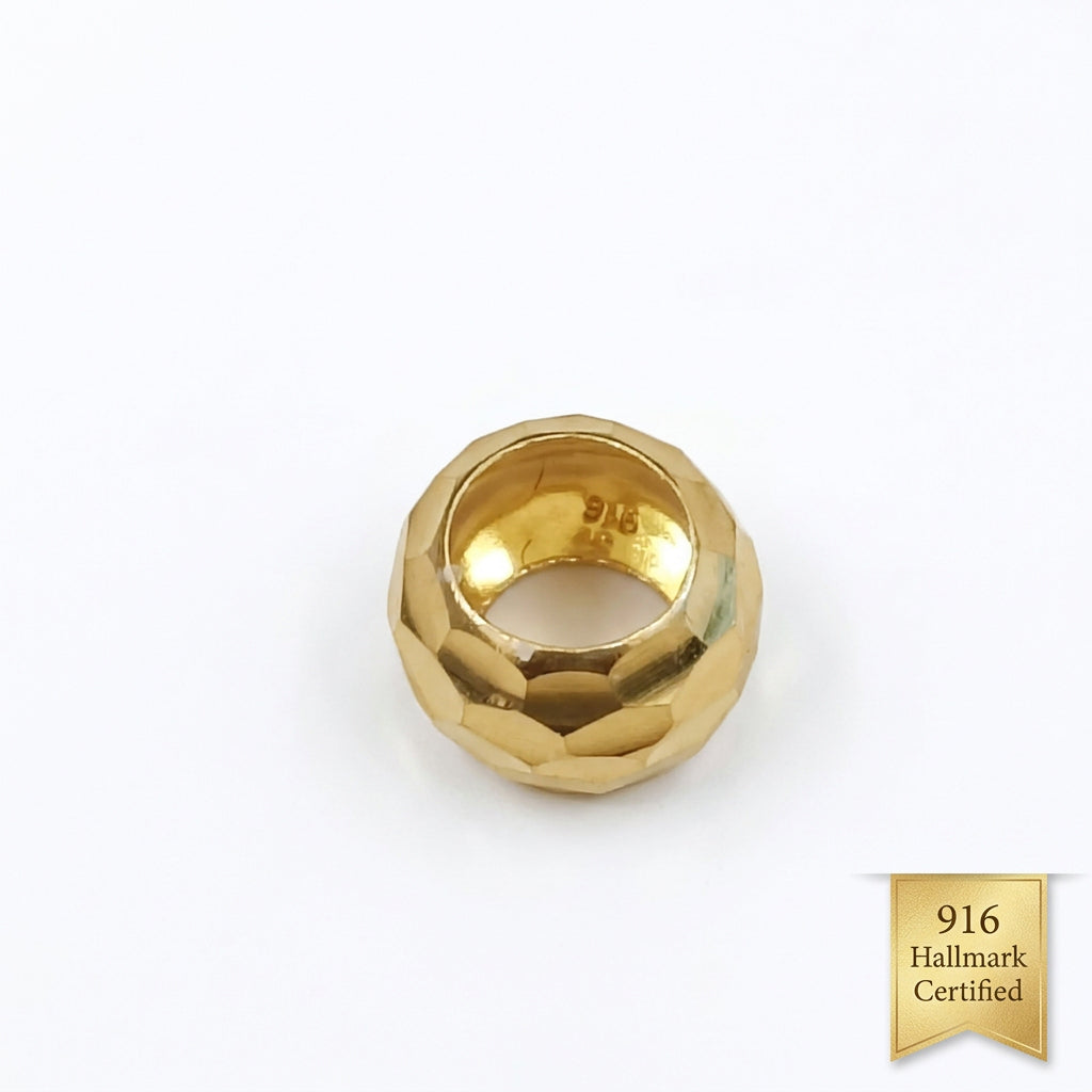 916 Gold Cutting Ball Charm | Faceted 22K Bead Design