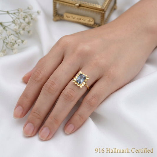 916 Gold Two-Tone Biscot V3 Ring | Elegant 22K Gold Design