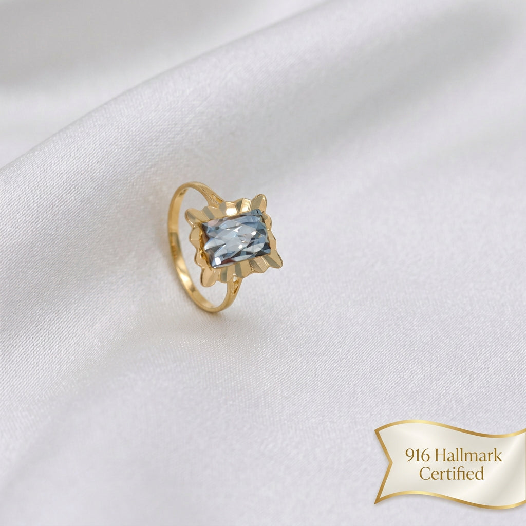 916 Gold Two-Tone Biscot V3 Ring | Elegant 22K Gold Design