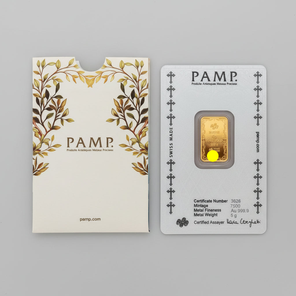 24k / 999 5 Grams Cross P.A.M.P Gold Bar