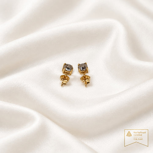 916 Gold Diamond-Cut Earrings | Elegant 22K Gold Design