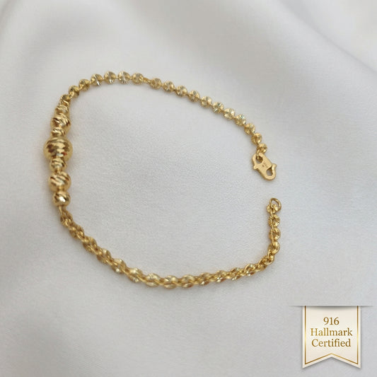 916 Gold Sunflower Bead Bracelet | Elegant 22K Gold Design