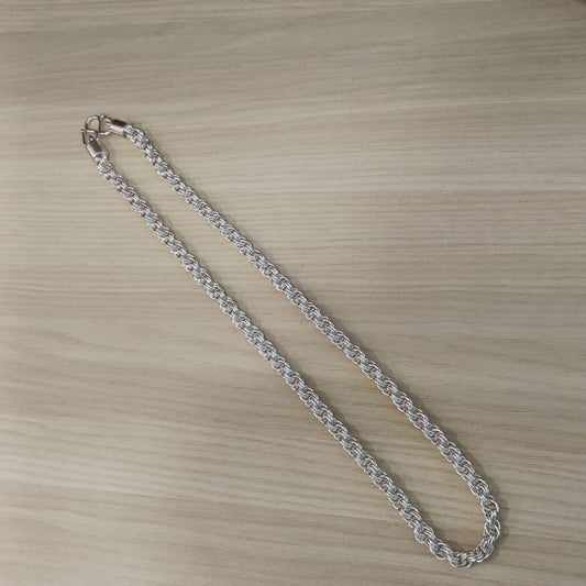 990 Silver Rope Ring Chain Necklace | Classic Design