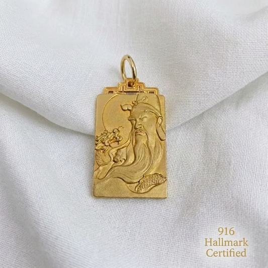 916 Gold Guan Yu Pendant | Classic 22K Gold Design