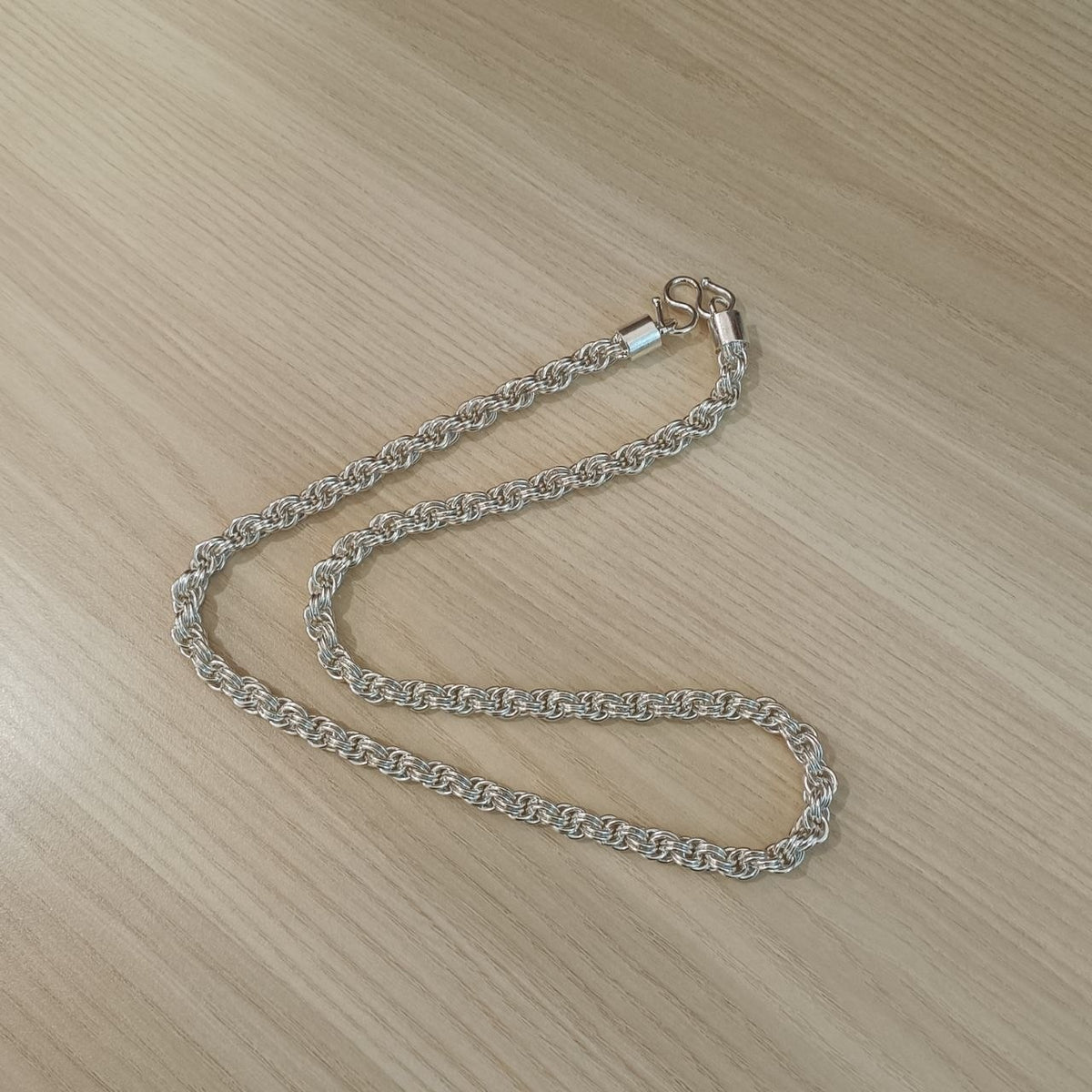 990 Silver Rope Ring Chain Necklace | Classic Design