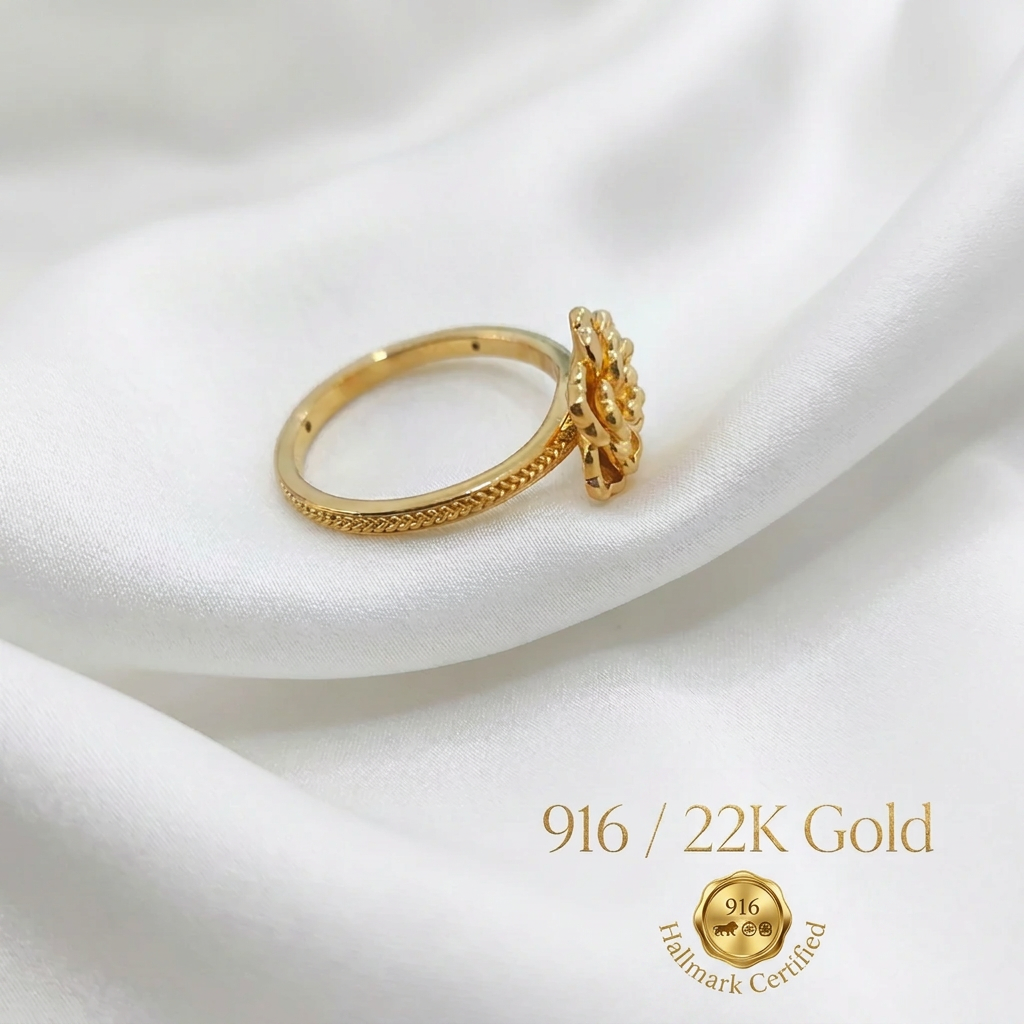 916 Gold Peony Ring | 22K Gold Classic Design