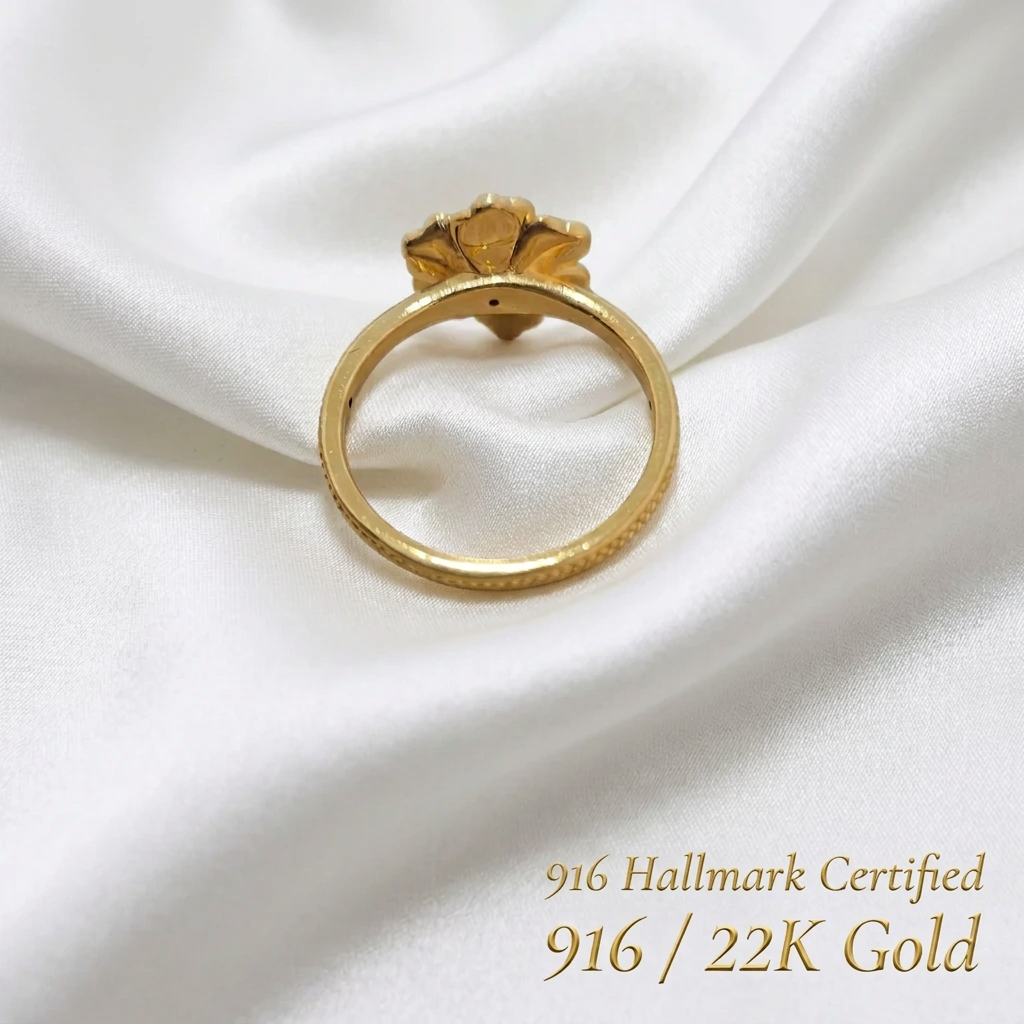 916 Gold Peony Ring | 22K Gold Classic Design