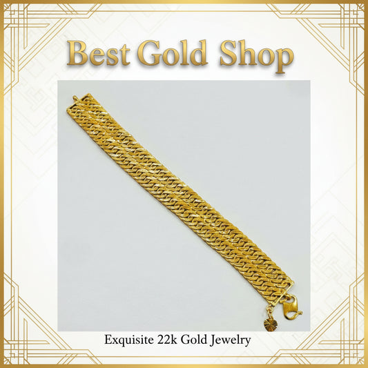 22k / 916 Gold 2 Row Lipan Bracelet with Elegant and Wide - Best Gold Shop 22k gold 22k gold bracelet 916 gold Bracelets