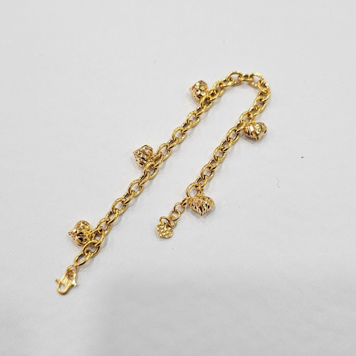 22k / 916 Gold Anchor Dangling Heart Bracelet by Best Gold Shop - Best Gold Shop 22k gold 22k gold bracelet 916 gold Bracelets