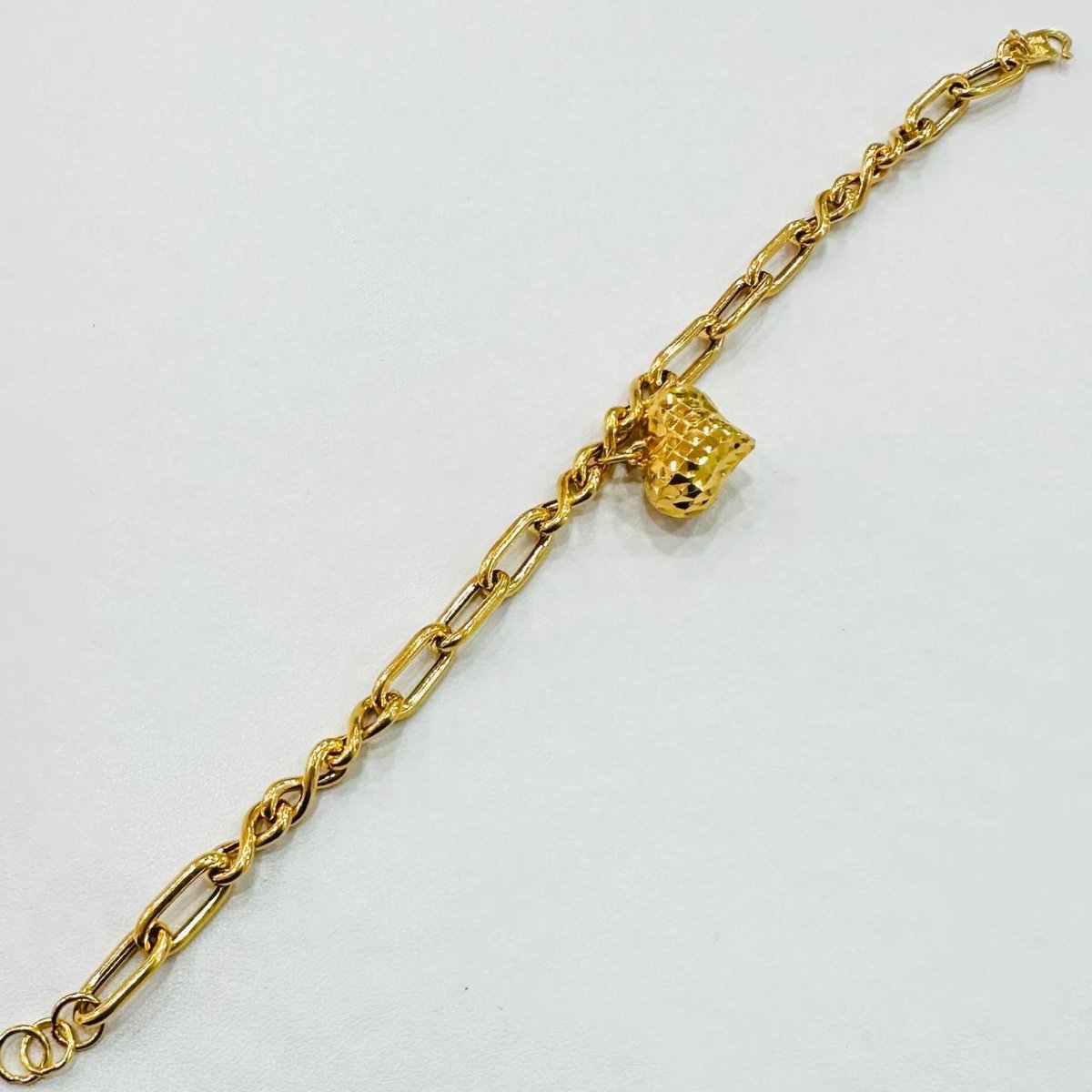 22k / 916 Gold Anchor Infinity Bracelet with Dangling Heart - Best Gold Shop 22k gold 22k gold bracelet 916 gold Bracelets
