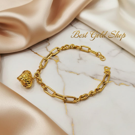 22k / 916 Gold Anchor Infinity Bracelet with Dangling Heart - Best Gold Shop 22k gold 22k gold bracelet 916 gold Bracelets