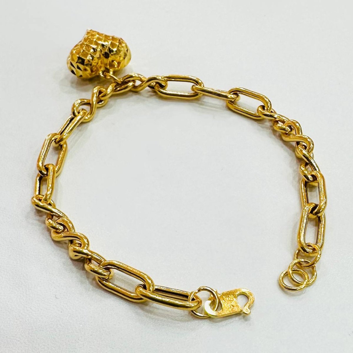 22k / 916 Gold Anchor Infinity Bracelet with Dangling Heart - Best Gold Shop 22k gold 22k gold bracelet 916 gold Bracelets