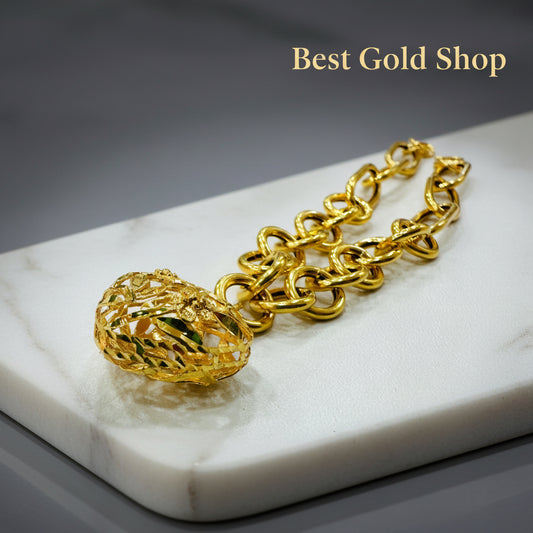 22k / 916 Gold Anchor Link with dangling Heart Bracelet V3 - Best Gold Shop 22k gold 22k gold bracelet 916 gold Bracelets