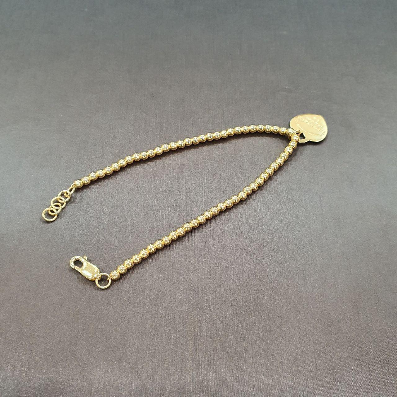 22k / 916 Gold Ball with Dangling Heart Bracelet-916 gold-Best Gold Shop