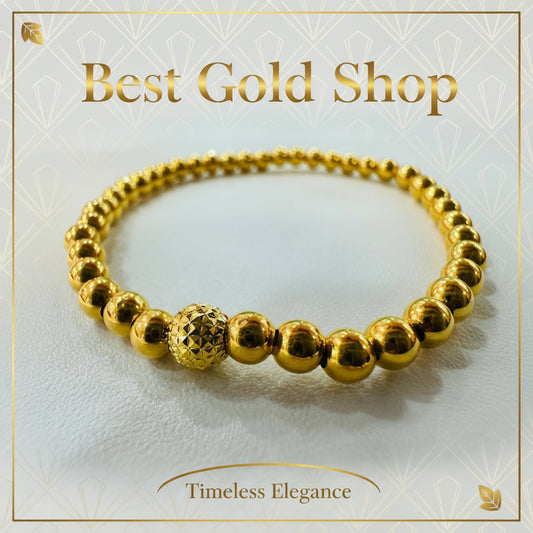 22K / 916 Gold Bead Bangle – Lightweight Elegant Design - 22k gold 22k gold bangle 22k gold bracelet Bracelets