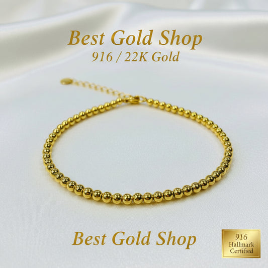 22k / 916 Gold Bead Bracelet Light WeightBraceletsBest Gold Shop