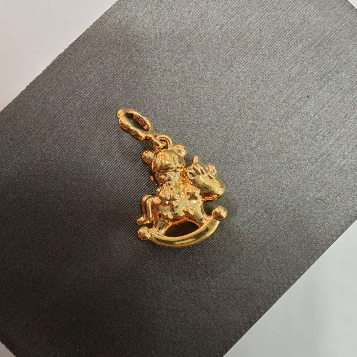 22k / 916 Gold Bear Riding Rocking Horse Pendant - 22k gold 22k gold pendant 916 gold Charms & Pendants