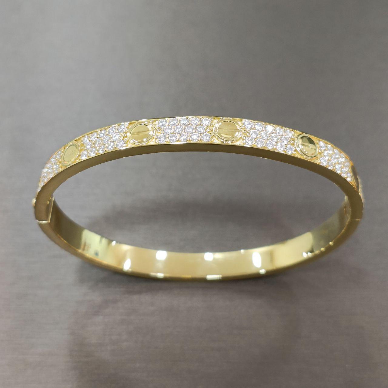 22k / 916 Gold C design Crystal Solid Bangle-916 gold-Best Gold Shop