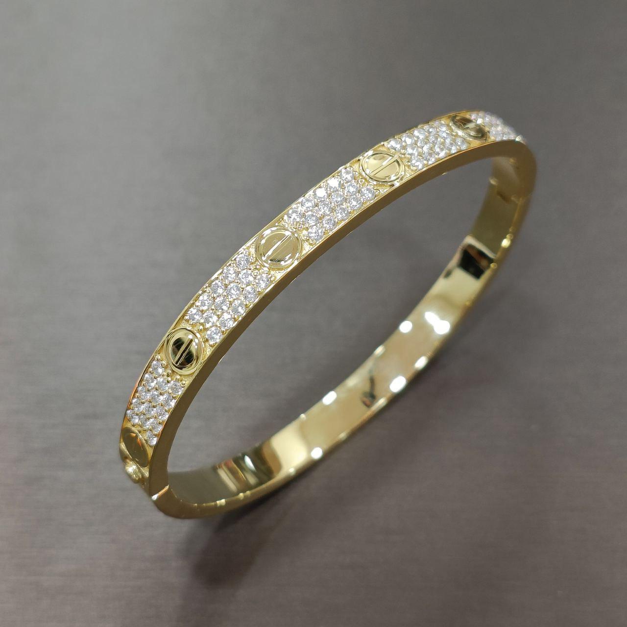 22k / 916 Gold C design Crystal Solid Bangle-916 gold-Best Gold Shop