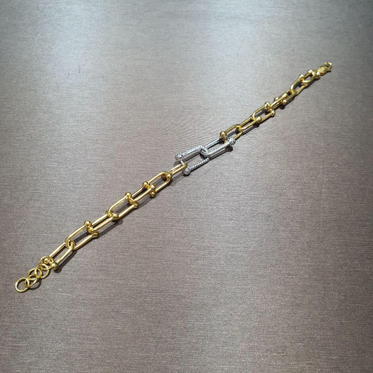 22k / 916 Gold Chain Link Bracelet 2-tone design-Bracelets-Best Gold Shop