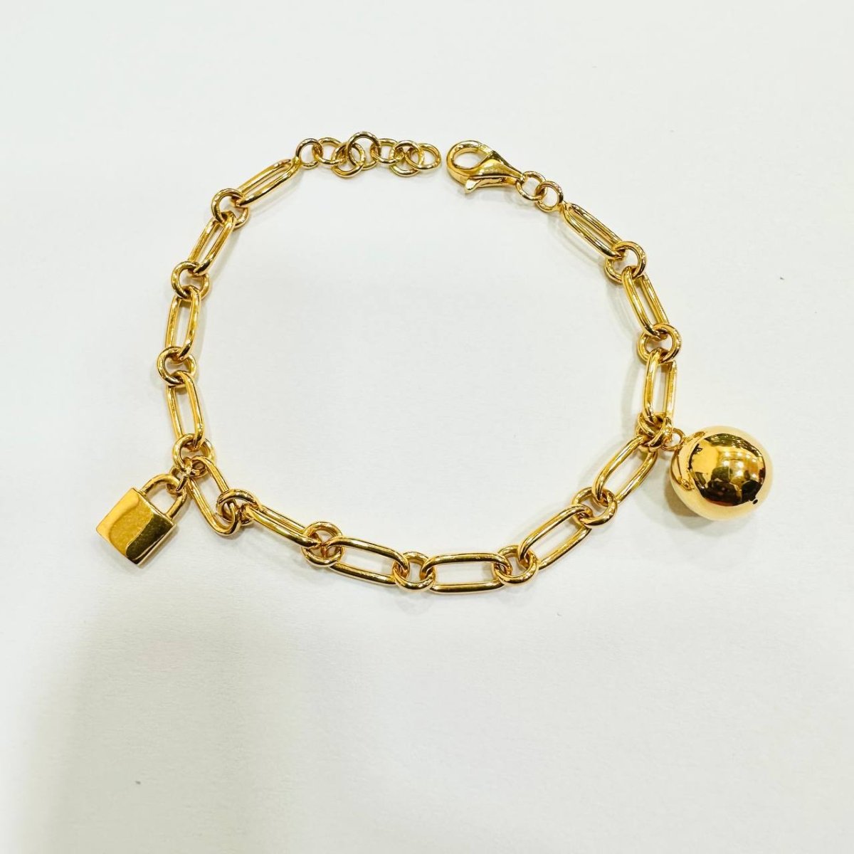 22k / 916 Gold Clip design with Ball and Lock bracelet - Best Gold Shop 22k gold 22k gold bracelet 916 gold 916 gold